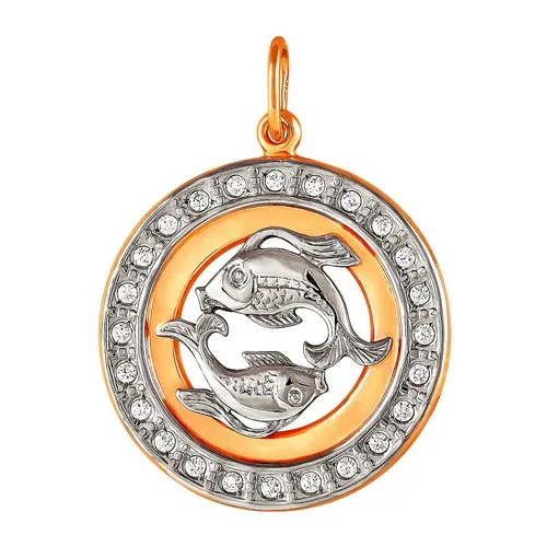 Подвеска знак зодиака Рыбы 19.02-20.03, Золото 585, 327607 1 1 1рыб