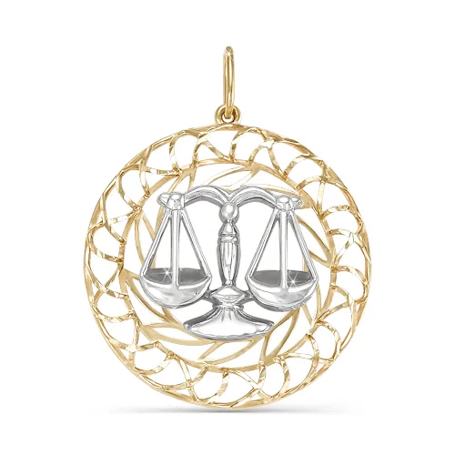 Подвеска знак зодиака Весы 23.09-23.10, Золото 585, 030458