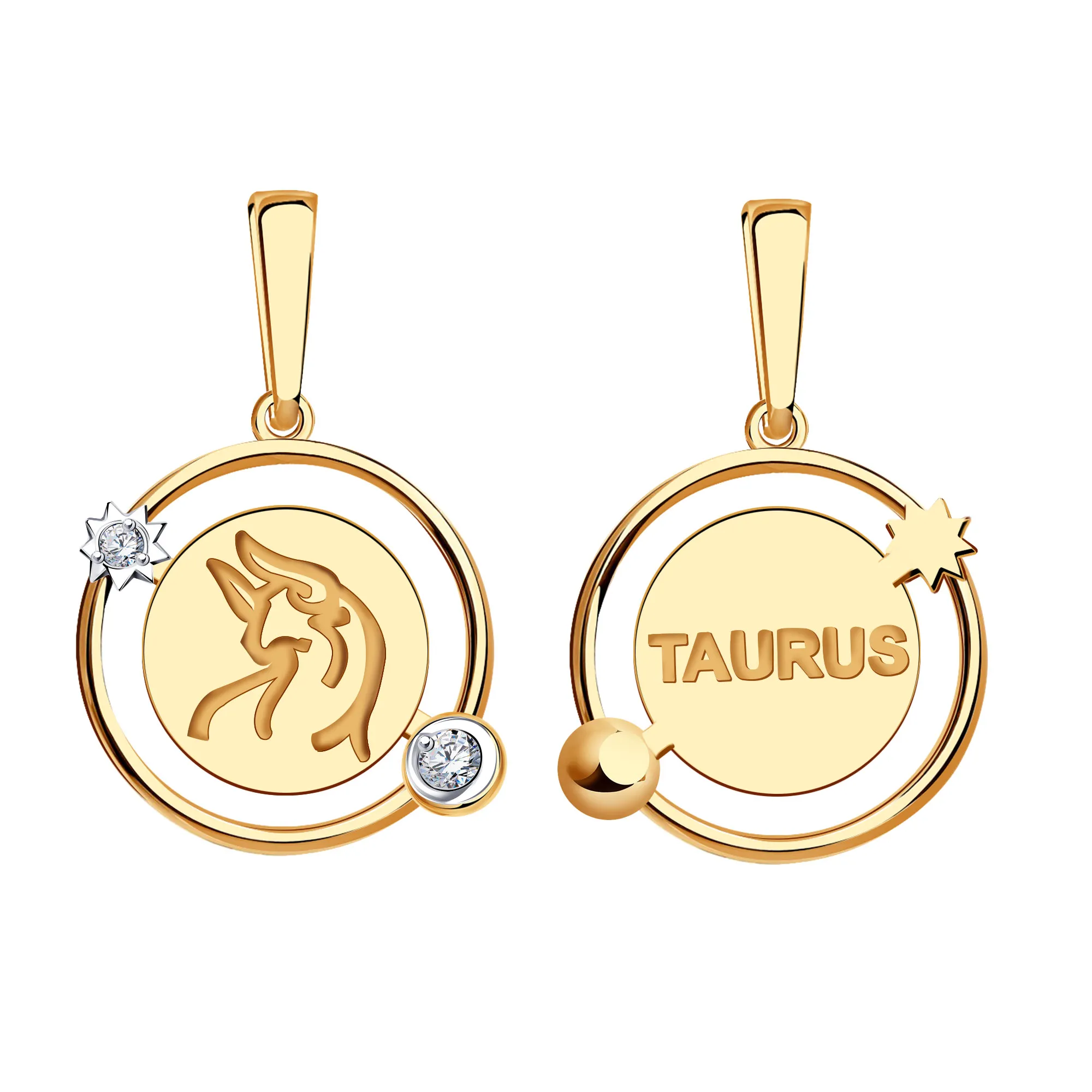 Подвеска знак зодиака Телец 20.04-20.05, Золото 585, 09-63-0036-00