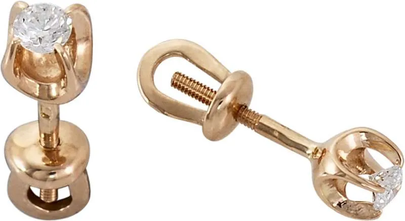 Серьги пусеты-гвоздики, Золото 585, 130811ю