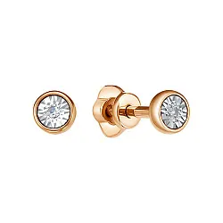 Серьги пусеты-гвоздики, Золото 585, Бриллиант См113-7008