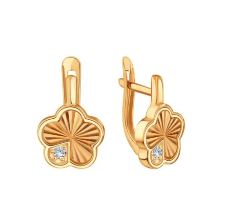 Детские серьги,  Золото 585, Т10262Г931