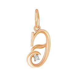 Подвеска буква Э,  Золото 585, Фианит 04-63-0272-00 Подвеска буква Э,  Золото 585, Фианит 04-63-0272-00