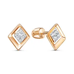 Серьги пусеты-гвоздики, Золото 585, Фианит 0505788