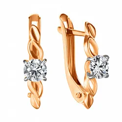 Серьги, Золото 585, Фианит СргЛ23/бцФ/з585