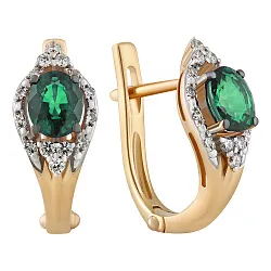 Серьги, Золото 585, Изумруд 65-41E01315-S0DDEM