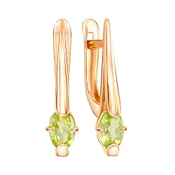 Серьги, Золото 585, Хризолит 02-52-0301-05 Серьги, Золото 585, Хризолит 02-52-0301-05