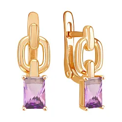 Серьги, Золото 585, Аметист 02-52-0390-01 Серьги, Золото 585, Аметист 02-52-0390-01