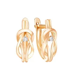 Серьги, Золото 585, Фианит 04-52-0420-00 Серьги, Золото 585, Фианит 04-52-0420-00