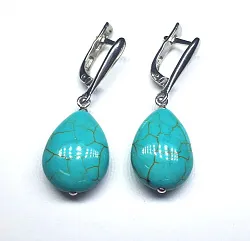 Серьги, Серебро 925, Бирюза 3318р-с Серьги, Серебро 925, Бирюза 3318р-с