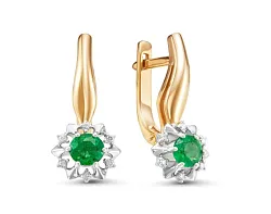 Серьги, Золото 585, Изумруд 94010128 Серьги, Золото 585, Изумруд 94010128