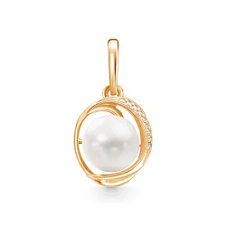 Подвеска фантазийная,  Золото 585, Жемчуг Z3-10486
