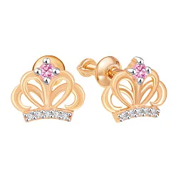 Серьги пусеты-гвоздики, Золото 585, Фианит 02-8578