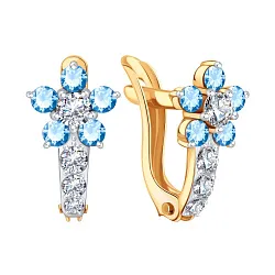 Детские серьги,  Золото 585, Фианит Т14202В681-03 Детские серьги,  Золото 585, Фианит Т14202В681-03