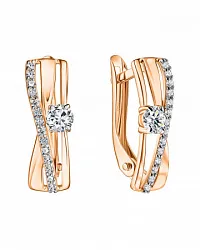 Серьги, Золото 585, Фианит СргЛ40/бцФ/з585