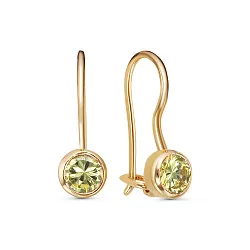 Детские серьги,  Золото 585, Фианит 02-6038