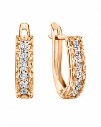 Серьги, Золото 585, Фианит СргЛ57/бцФ/з585