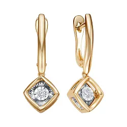 Серьги, Золото 585, Бриллиант С113-8955