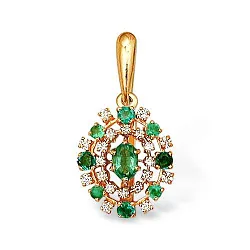 Подвеска фантазийная,  Золото 750, Изумруд 23030154