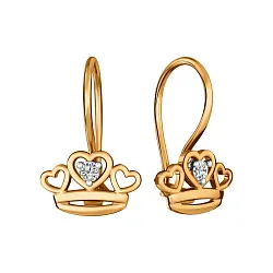 Детские серьги,  Золото 585, Фианит 01-218070 Детские серьги,  Золото 585, Фианит 01-218070
