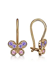 Детские серьги,  Золото 585, Фианит С130-3064М1