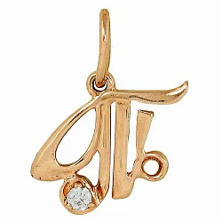 Подвеска буква Т,  Золото 585, Фианит 310807 1 1 10т