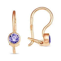 Детские серьги,  Золото 585, Фианит 02-6039