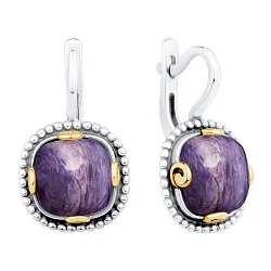 Серьги, Серебро 925, Чароит 2317465801