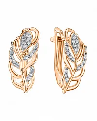 Серьги, Золото 585, Фианит СргЛ72/бцФ/з585