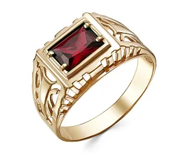 Кольцо мужское (печатка). Золото 585, Гранат 1450108 1 8 10