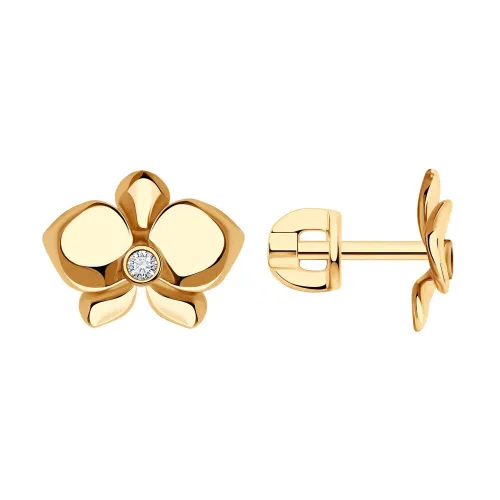 Серьги пусеты-гвоздики, Золото 585, Т10202Г617