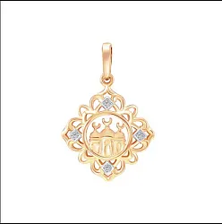 Мусульманская подвеска, Золото 585, Фианит 04-63-0115-00