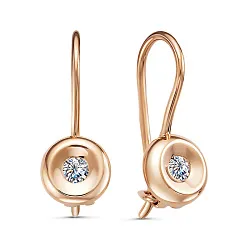 Детские серьги,  Золото 585, Фианит 2663807 1 1 10 Детские серьги,  Золото 585, Фианит 2663807 1 1 10