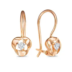 Детские серьги,  Золото 585, Фианит 1206308