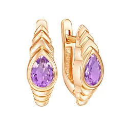 Серьги, Золото 585, Аметист 02-52-0351-01 Серьги, Золото 585, Аметист 02-52-0351-01