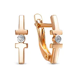 Серьги, Золото 585, Фианит 1204814 Серьги, Золото 585, Фианит 1204814