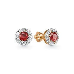 Серьги пусеты-гвоздики, Золото 585, Гранат 2673308 1 8 1 Серьги пусеты-гвоздики, Золото 585, Гранат 2673308 1 8 1