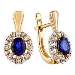 Серьги, Золото 585, Сапфир 36-41E01277-X0DDSD