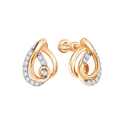 Серьги пусеты-гвоздики, Золото 585, Фианит 04-52-0654-00