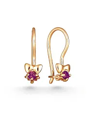 Детские серьги,  Золото 585, Корунд 2010503 Детские серьги,  Золото 585, Корунд 2010503