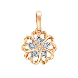 Подвеска фантазийная,  Золото 585, Фианит 04-53-0843-00