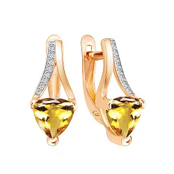 Серьги, Золото 585, Цитрин 02-52-0267-06