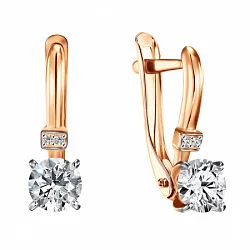 Серьги, Золото 585, Фианит СргЛ19/бцФ/з585