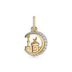 Мусульманская подвеска, Золото 585, Фианит 03-2386