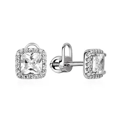 Серьги пусеты-гвоздики, Серебро 925, Фианит 2340201873л