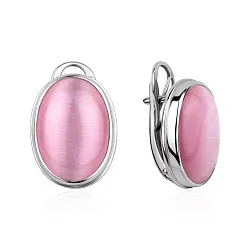 Серьги, Серебро 925, кошачий глаз синтетический розовый 2340266388-1-30