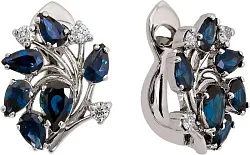 Серьги, Золото 585, Сапфир 153221ю