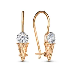 Детские серьги,  Золото 585, Фианит 1202525