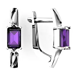 Серьги, Серебро 925, Аметист С625-6068Ам Серьги, Серебро 925, Аметист С625-6068Ам