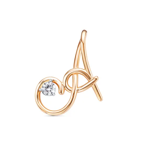 Подвеска буква А,  Золото 585, 0302925 Подвеска буква А,  Золото 585, 0302925